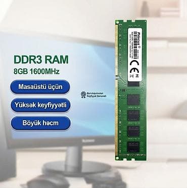 DDR3 8GB 1600MHz Masaüstü Kompüter üçün RAM Xüsusiyyətlər /