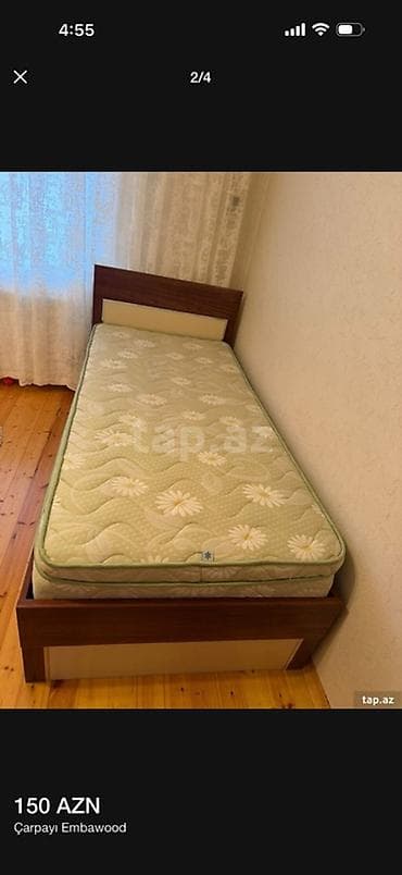 Çarpayılar: Təknəfərlik çarpayı, Matras ilə, Siyirməsiz — 4