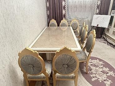 daş soba: Qonaq otağı üçün, Yeni, Açılan, Dördbucaq masa, 8 stul — 2