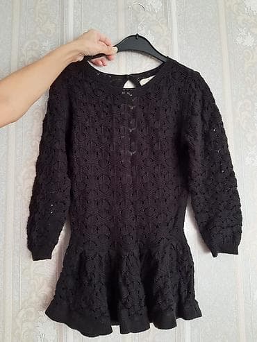 Qara trikotaj tunika/sviter - Rəng: qara - Model: beldən aşağı