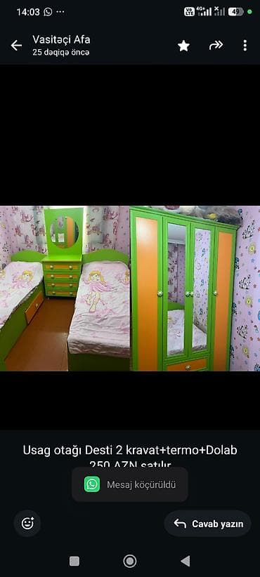 Usag otağı Desti 2 kravat+termo+Dolab 250 AZN satılır
Masazir*afa 8386