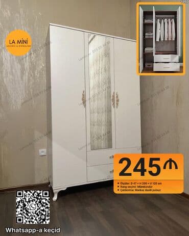 Açılan, 3 qapılı Düz dolab, Qarderob, paltar dolabı