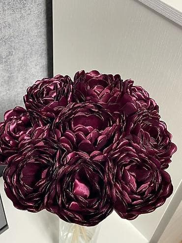 ağ gilas mürəbbəsi: Satınalma üçün əl işi süni gül buketləri - Material: atlas/saten — 4