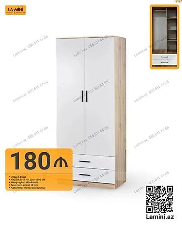 İki qapılı dolab – La Mini - Ölçülər: Dərinlik 47 sm × Hündürlük 200 at lalafo.az İki qapılı dolab – La Mini - Ölçülər: Dərinlik 47 sm × Hündürlük 200