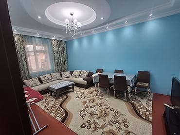 ev menzil: 3 otaqlı mənzil – geniş və işıqlı - Zal: mavi tonlarda boyalı — 1