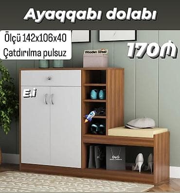 2 qapılı, Ağ, Taxta Ayaqqabı dolabı