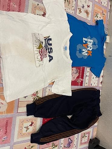 ayaggabı: Uşaq geyim dəsti - 2 ədəd qısaqol köynək + 1 ədəd idman şalvarı - Ağ — 2