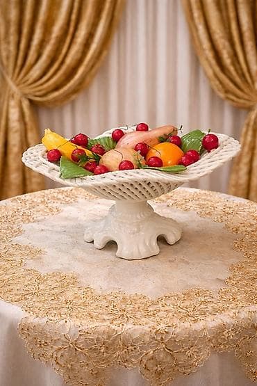 Dekorativ süfrə qabı – porselen, ayaqlı, səbət formalı - Material