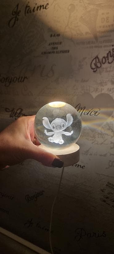 TƏZƏDİR 3D LED işıqlı şüşə kürə – cizgi qəhrəman fiqurlu - Şəffaf