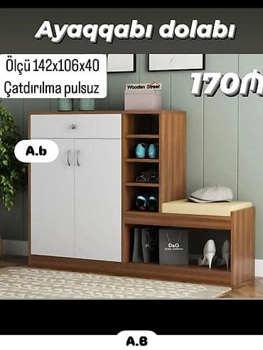 ayakkabı dolabı: Ayaqqabı dolabları – müxtəlif model və ölçülər 1) Model: Ağ yan rəfli — 5
