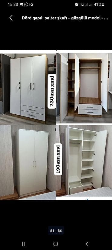 perla dolab: Paltar şkafları – ağ dizayn 1) 3 qapılı model (üst hissədə asılqan — 1