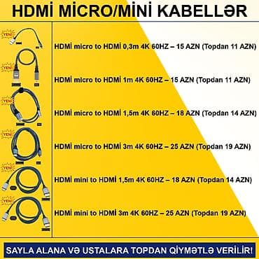Ноутбуки: HDMİ DVİ VGA Display Port Type-C USB Kabellər SAYLA ALANA VƏ USTALARA — 8