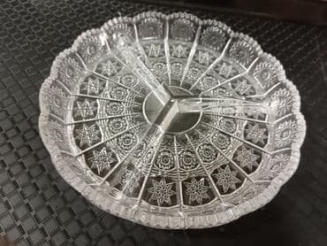 konfetlər: Kvars/şüşə kəsim naxışlı qab dəsti - 2 ədəd şəffaf kəsim naxışlı qab — 9