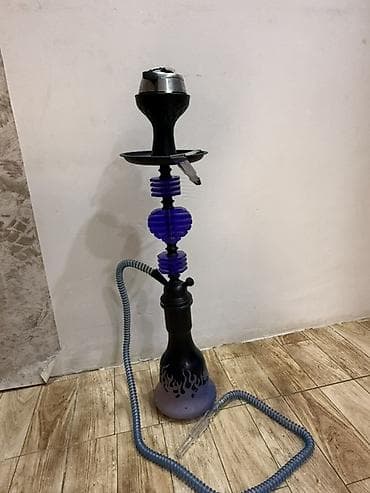 Nargilə komplekti - Rəng: qara-bənövşəyi dizayn, şüşə kolbanın