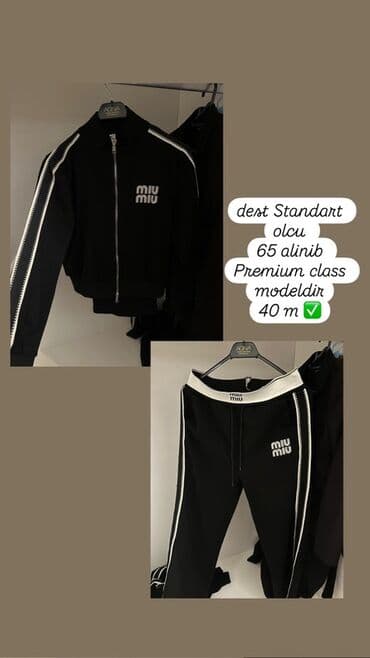 Пиджаки: Miu Miu brend üslublu qadın idman dəsti - Dəst: üstü fermuarlı jaket — 1