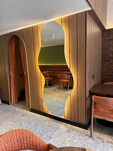 Güzgü Divar üçün, Dairə, Dekorativ, Arxa işıqlı