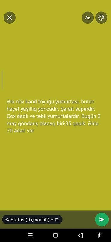 diri baliq satisi: TƏBİİ TOYUQ YUMURTASI tələsin bügun 2 may göndəriş olacaq!!! — 1