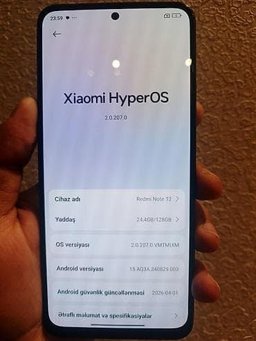 fly phone: Redmi Note 12, 128 GB, rəng - Boz, Sensor — 2