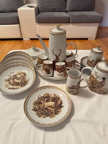 maral sekilleri: Qəhvə dəsti, rəng - Ağ, Farfor — 1