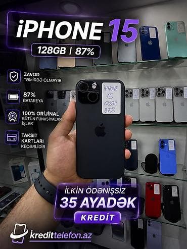 apple macbook: IPhone 15, 128 GB, Qara, Zəmanət, Kredit, Simsiz şarj — 1