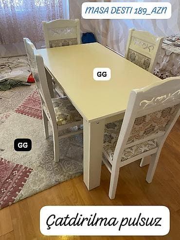 Sifarisle və Yeni Masa ve 4 Stul 189_azn. Olcu 70×1.20 Elde hazir Var