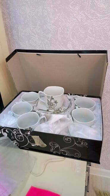 оригинальные запчасти тойота: Çay dəsti, rəng - Ağ, 6 nəfərlik — 1