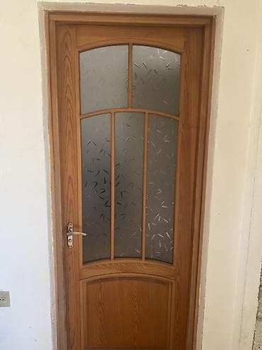 dam: Taxta interyer qapısı – şüşəli model - Material: təbii ağac — 3