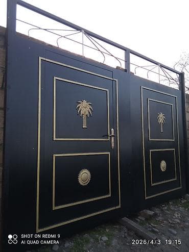 qapi darvaza: İşlənmiş Dəmir Həyət darvazası, Yana açılan, Mexaniki, Qapı ilə, rəng - Qara, Kredit yoxdur, Ödənişli çatdırılma — 2