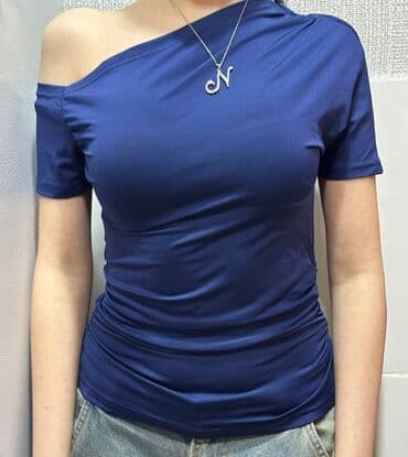 köynekler: Mavi rəngli asimmetrik bluzka — 2