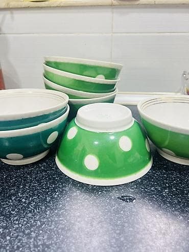 kəndir: Kasalar, 12 ədədli dəst, rəng - Yaşıl, Keramika, SSRİ — 2