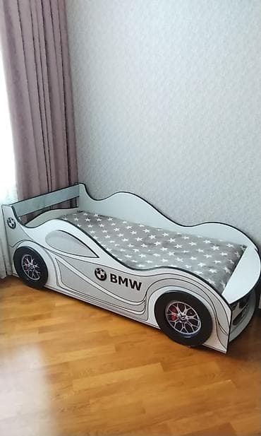 m3 gtr: Uşaq çarpayısı – “avtomobil” dizaynı (BMW üslubunda) - Rəng: ağ/boz — 4