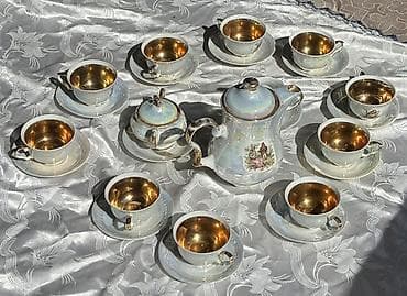 Çay dəsti, rəng - Ağ, Farfor, 12 nəfərlik, Almaniya