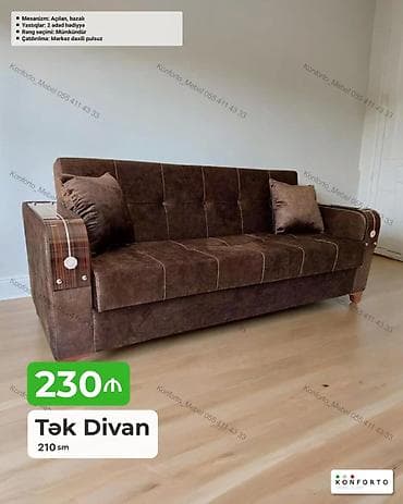 Tək Divan – 210 sm - Mexanizm: açılan, bazalı (alt hissədə saxlama — 1