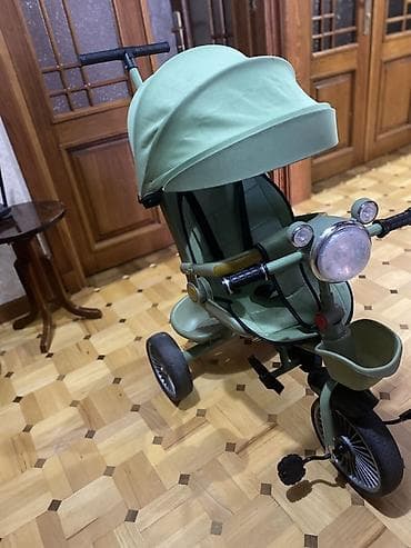 3 tekerli velosiped satılır: Uşaq üçtəkərli velosipedi – itələmə tutacaqlı model - Rəng: açıq — 3