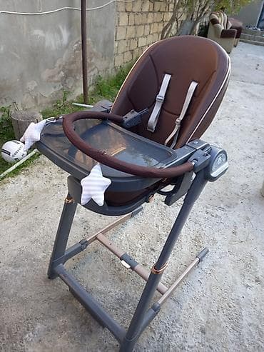 Uşaq yemək stulu - Rəng: qəhvəyi oturacaq, boz-şampan çərçivə - Güclü — 2