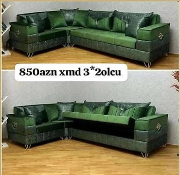 Yaşıl L formalı künc divan - Ölçü: 3 x 2 m (üzərində göstərilib) - lalafo.az -da Yaşıl L formalı künc divan - Ölçü: 3 x 2 m (üzərində göstərilib) -