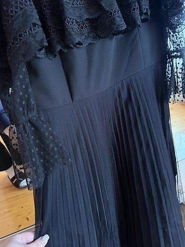 ince sepler: Qara şifon və krujeva detallı uzun don - Rəng: qara - Üst hissə — 4