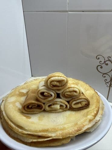 Мучные изделия: Ev üsulu nazik krep/blinçiklər - Qızılı rəngə qədər bişirilmiş, nazik — 1