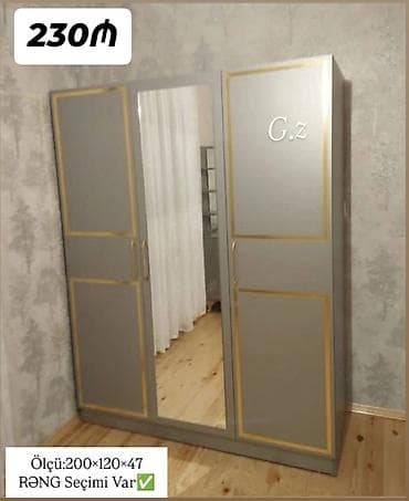 plasdik qaplar: 3 qapılı, Güzgülü, Digər rəng, Açılan, Düz dolab — 1