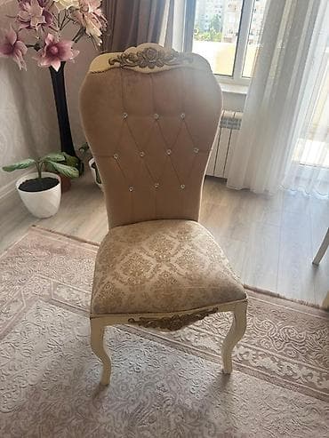 parda tul: Klassik üslubda yemək otağı dəsti - Dəst: düzbucaqlı masa + 6 ədəd — 4