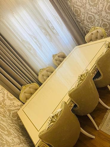 en ucuz divanlar: Qonaq otağı üçün, Dördbucaq masa, 6 stul — 1