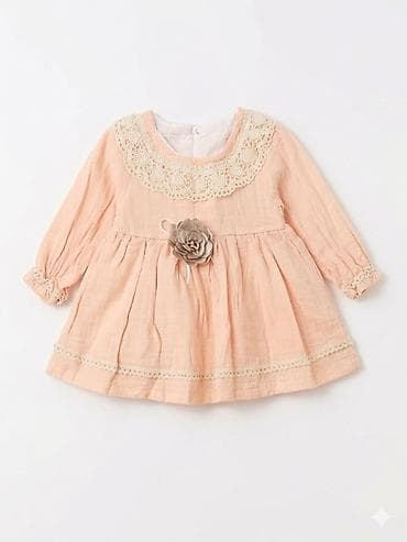 Платья: Məhsul: Qız uşaqları üçün zərif paltar - Rəng: Şaftalı (pastel ton) - — 1