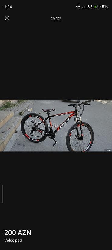 velosiped kameri: VISTA brendli dağ velosipedi - Göz oxşayan qara-qırmızı dizayn — 2