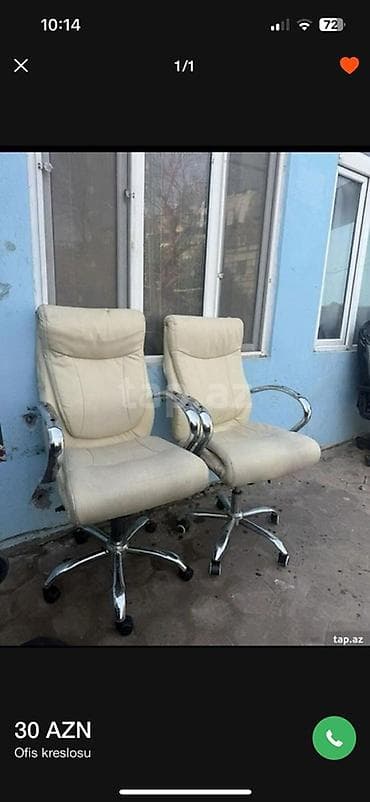 Ofis mebeli: Təkərli, Qolları tənzimlənmir, Süni dəri — 1