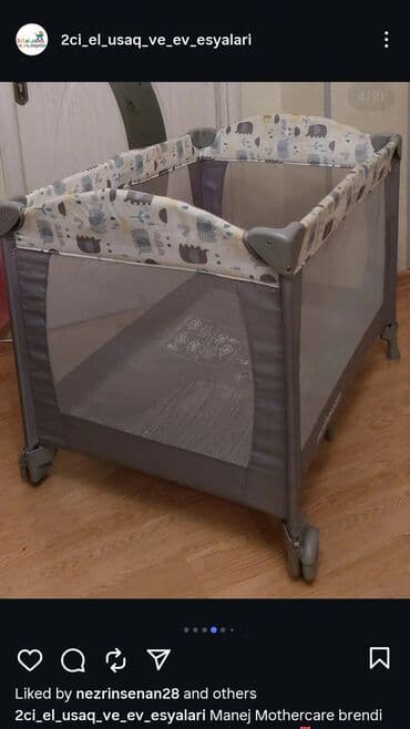 uşaq üçün manej: Mothercare brendi uşaq maneji / oyun beşiyi - Rəng: boz tonlarda — 1