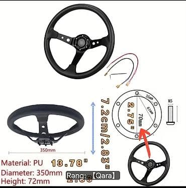 acar aləmi: Universal sükan (qara) - Çap: 350 mm (13.78") - Hündürlük (dish): 72 — 1