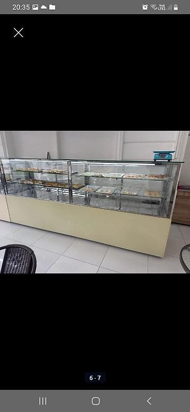 Оборудование для бизнеса: Şüşə vitrin-bufet (konditer/fast-food üçün) - Ön və yanları tam — 1