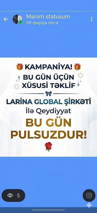 xaricde iş: Larina Global – onlayn qazanc platforması Xüsusi təklif: Bu gün — 1
