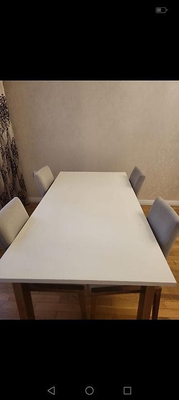 Mətbəx üçün, Açılmayan, Dördbucaq masa, 4 stul