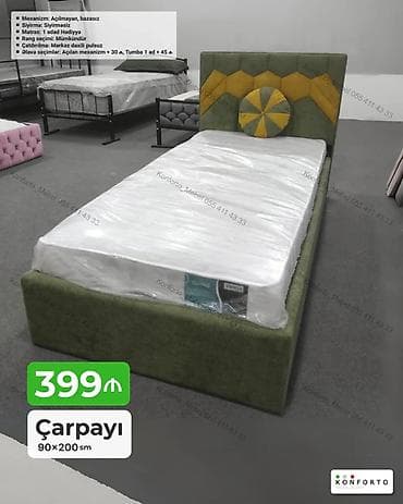 Mebel: Çarpayı – 90×200 sm • Mexanizm: Açılmayan, bazasız • Süngər — 1